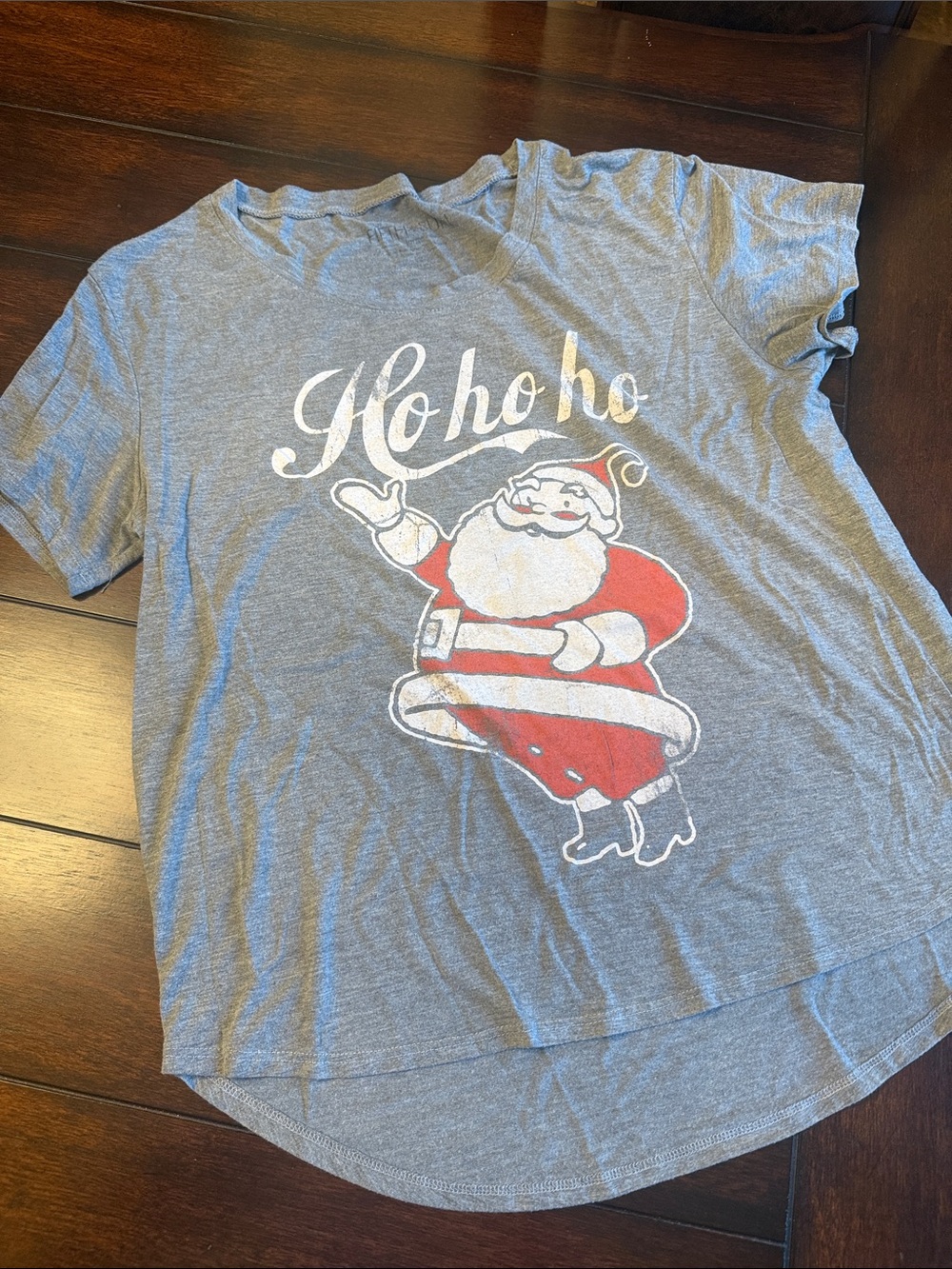 Holiday 'Ho Ho Ho' Santa Graphic Tee - Gray